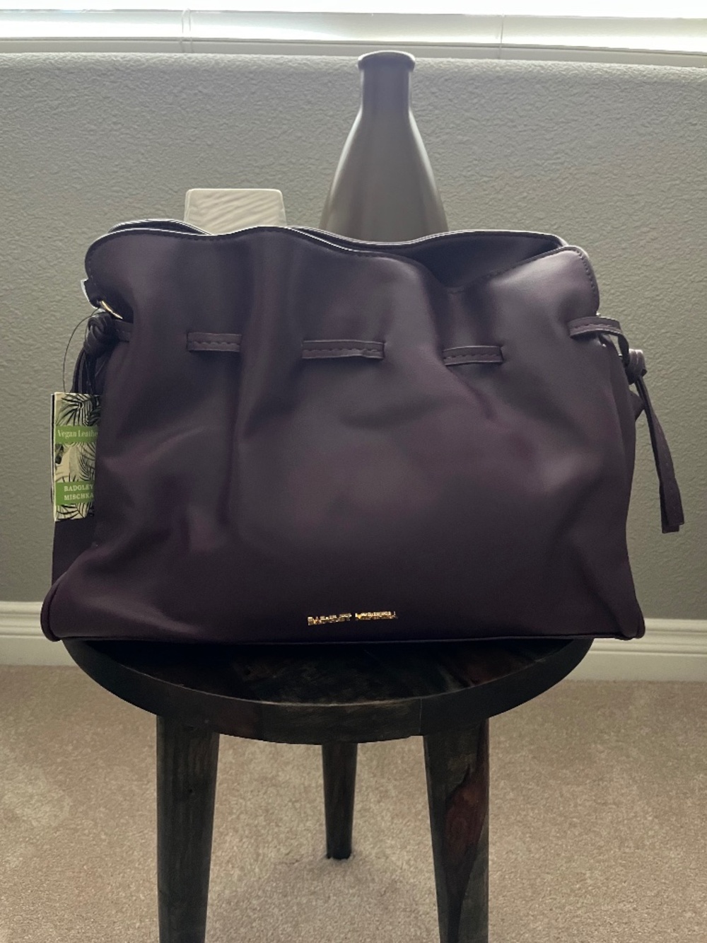 Badgley Mischka Deep Plum Vegan Leather Bag NEW